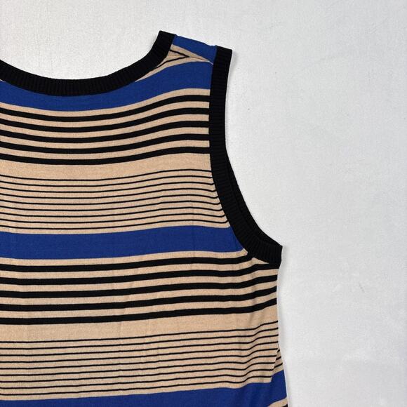 Akris Punto Sleeveless Tunic Top Size 12 100% Wool Knit Black Striped Colorblock - Picture 12 of 15